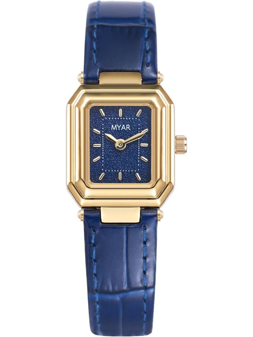 Women's Blue Square Vintage Leather Strap Dress Quartz Elegant Wrist Watches